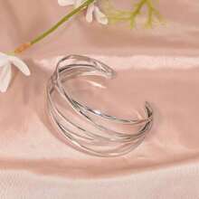 1pc Metal Multi-Layer Open Bangle Bracelet, European & American Fashion Minimalist Design, Everyday Women Jewelry Accessory
