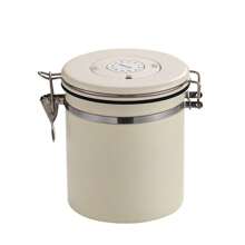 1pc Stainless Steel Sealed Can With Spoon, Coffee Bean Can, Round Portable Exhaust Fresh-Keeping Box, Tea And Milk Powder Can