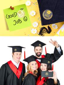 500pcs Metallic Gold Graduation Cap Shaped Stickers, Self-Adhesive Graduation Envelope Seals, Graduation Party Favors, PVC Waterproof Labels For Class Of 2025,School Supplies,Back To School - Multicolor - View 6