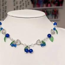 1 set collier et boucles d'oreilles créatifs à la myrtille, cadeau pour les passionnés de fruits