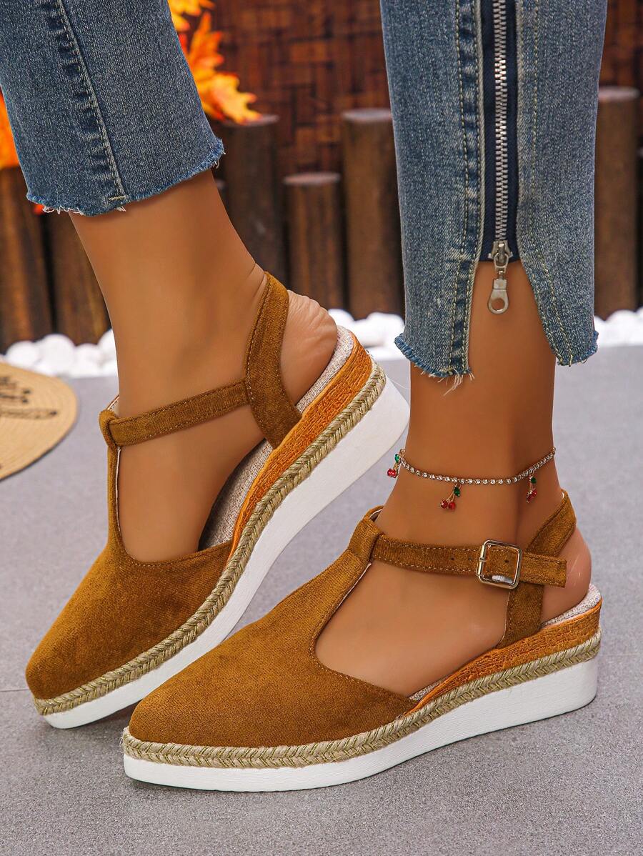 Zapatos plataforma de punta puntiaguda tipo pescador con elástico en el lateral para mujer, nuevos para primavera/verano, con tela elástica, tacón medio, suela gruesa, impermeable y plataforma cómoda, tallas grandes