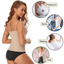 Women Shapewear Tops Waist Trainer Tummy Control Body Shaper Camisole Summer Nude Black Tank Top Slim Belly Compression Vest - Khaki - View 5