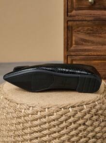 2025 New Spring/Autumn Flat Shoes For Women, Soft Sole Pointed Toe With Square Buckle, Versatile - Black - View 7