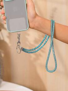 1pc Multi-Color Fashion Rhinestone Decorated Long Phone Lanyard, Keychain, Bag Pendant, Suitable As Valentine's Gift For Lovers, Friends, Compatible With All Phone Models Gifts For Mother, Family, Friends, Birthday, Holiday Phone Charm, Phone Chain
