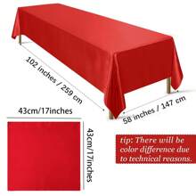 缎面桌布套装，1 块桌布 + 6 块餐巾，矩形缎面桌布，表面光亮光滑，婚宴宴会桌装饰 - 彩色 - 查看 4
