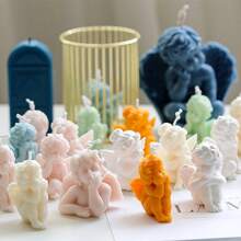 Molde de Silicone de Vela de Anjo Fofo, Molde de Escultura de Anjo de Pilar Romano 3D para Vela Perfumada, Gesso e Resina, Decoração Artesanal DIY, Presentes de Decoração para Casa