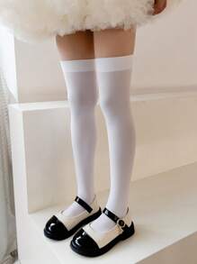 1 Pair Girls Plain Mesh Net Stockings, Breathable Long Socks For Everyday Wear