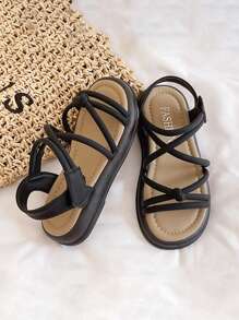 1 Pair Kids Soft Outdoor Summer Beach Sandals - Black - View 2