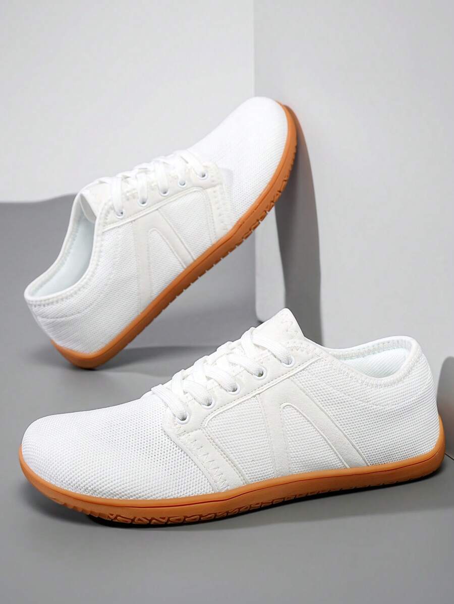 Wide Fit Barefoot Running Shoes Outdoor Breathable Non-Slip Fashion Sports Zero Drop Casual Sneakers Minimalist Walking Men - White - View 1
