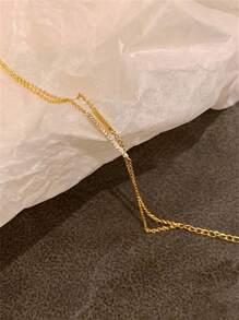 1pc Double-layered Cubic Zirconia Inlaid Fashionable And Personalized Chain Bracelet Suitable For Dates, Festivals, Parties, Weddings, Traveling, Daily Wear, Work, Etc. It's A Great Gift For Girlfriend, Mom, Teacher, Friends, Classmates, Etc.