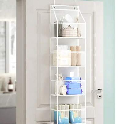 1pc Simple & Creative Over The Door Storage Bag, Foldable & Portable Closet/Cabinet/Bag/Accessory Organizer, Multi-Compartment Fabric Dust-Proof Wardrobe Hanging Bag, Suitable For Bath Items, Bedroom Storage, Food & Clothing Organization
