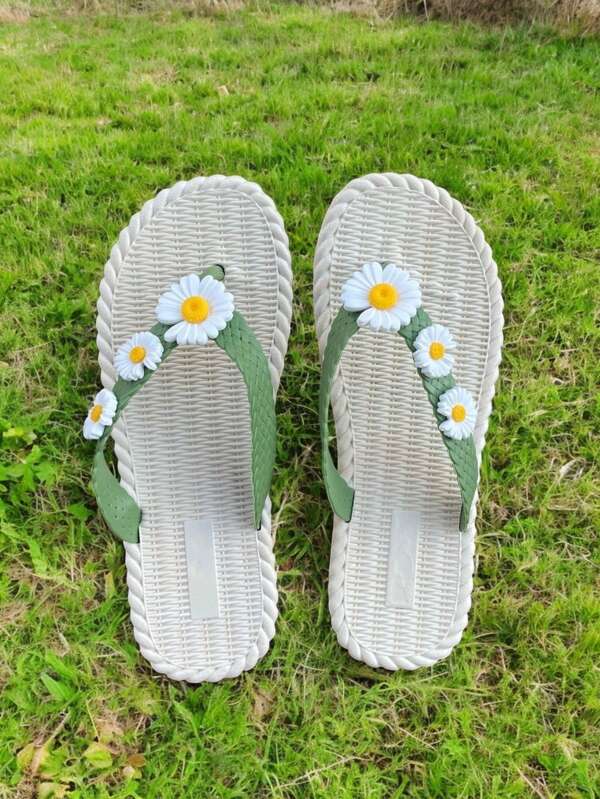Sandalias pata gallo con flores para verano nuevo modelos