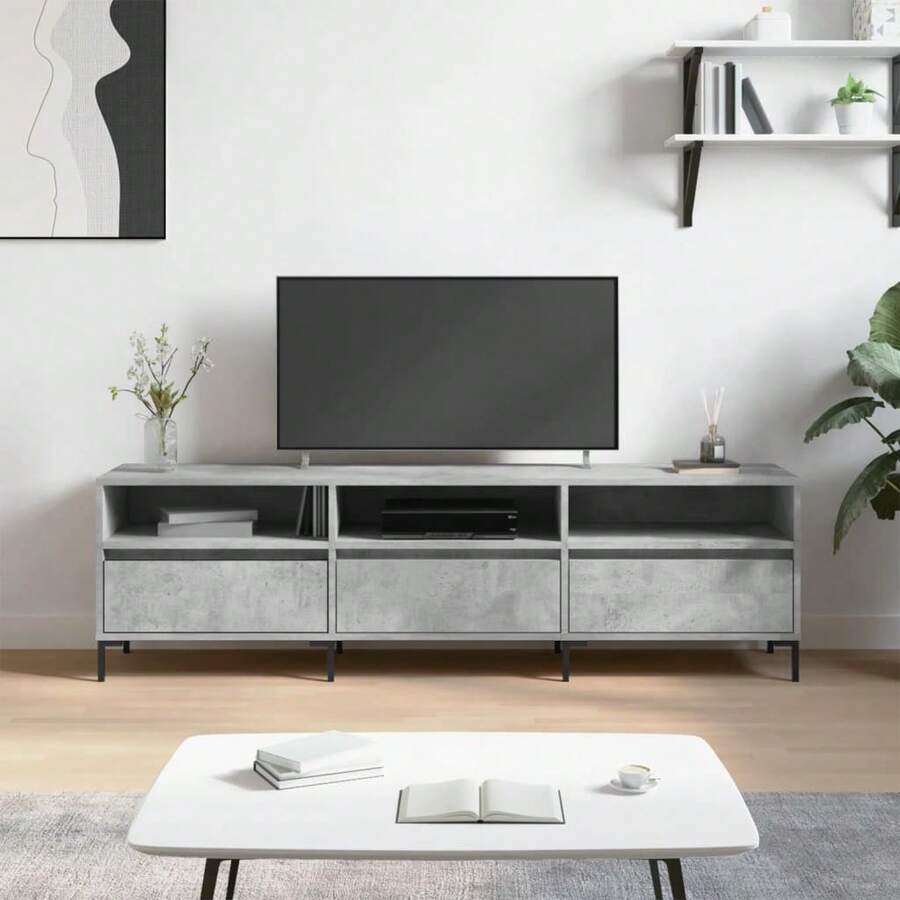 Meuble  gris béton 150x30x44,5 cm bois ingénierie