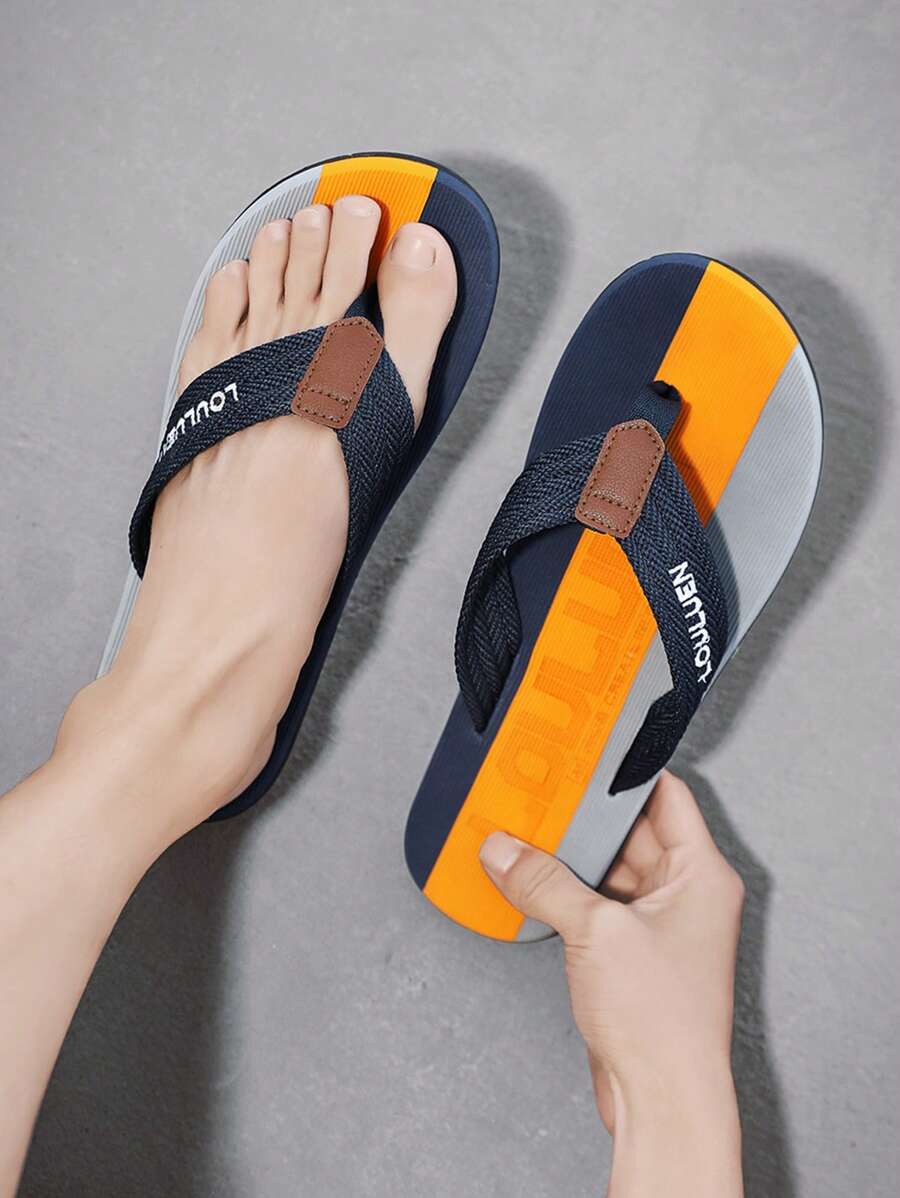 Men's New Personalized Casual Sandals, Summer Home Non-Slip Slippers, Outdoor Flip Flops - Dark Blue - View 1
