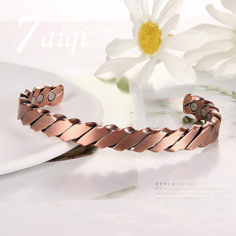 1PC 99.9% Pure Copper Classic Twisted Wire Design Open Bracelet, Copper Jewelry Gifts, Gifts For Friends.