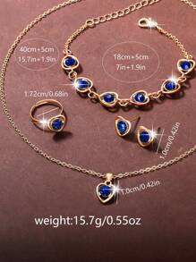 Conjunto de 6 piezas de reloj de mujer, reloj de cuarzo casual y de moda con esfera en forma de melocotón y collar con colgante de corazón, aretes, pulsera y anillos. Adecuado para uso diario, temporada de regreso a clases, temporada de graduación, Acción de Gracias, parejas. El mejor regalo, caja de reloj no incluida