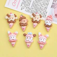 10 Pieces Of Mixed Cartoon Bright Face Animal SMILE BEAR LUCKY Hair Clip Hair Rope Cream Glue DIY Resin Accessories