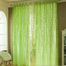 210*95cm Vintage Pastoral Floral Tulle Voile Door Scarf Valances Drape Sheer Window Curtain Home Decor