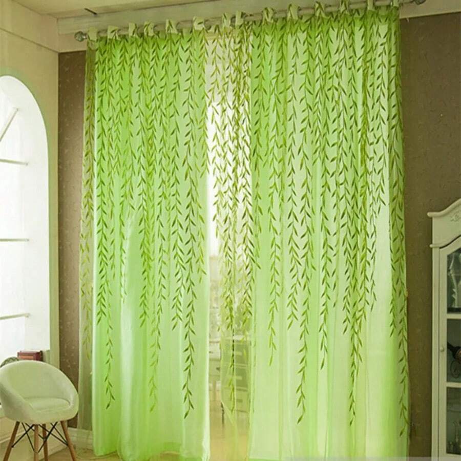 210*95cm Vintage Pastoral Floral Tulle Voile Door Scarf Valances Drape Sheer Window Curtain Home Decor