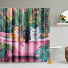 1PC Fun Animal Theme Shower Curtain Set In Blue Green Blue, Waterproof Fabric Shower Curtain, Duck, Cat, Strawberry Cartoon, Bear Pattern Printed Bathroom Curtain Decoration (Multi Color, 180cm X 180cm) Mother's Day Flowers, Personalized Gifts For Mom, Last Minute Gifts, Mother's Day Ideas, Mothering Sunday Gifts, Handmade Cards For Mum, Best Mother's Day Gifts Under $50