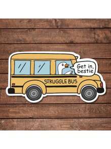 1 件奋斗巴士贴纸趣味进入闺蜜焦虑复古心理健康讽刺贴纸模切防水乙烯基贴纸适用于笔记本电脑水瓶手机壳安全帽工具箱