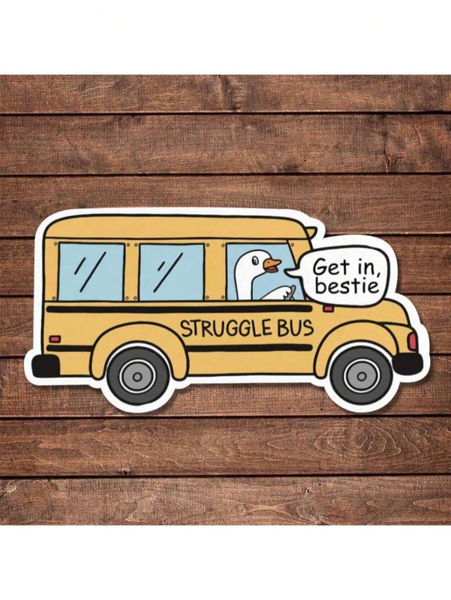 1 件奋斗巴士贴纸趣味进入闺蜜焦虑复古心理健康讽刺贴纸模切防水乙烯基贴纸适用于笔记本电脑水瓶手机壳安全帽工具箱