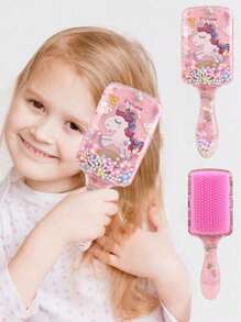 3pcs Cute Unicorn Cartoon Hair Comb Set - Air Cushion & Fine Tooth Combs For All Hair Types, Perfect Gift For Birthdays - Multicolor - View 2
