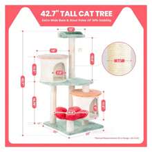 42.7 Inch Flower Tower Condo Furniture Apartment Plush Habitat Kitten Amusement Platform Multi-Level With Scratch Posts Toy Pet House Play For Indoor Cats