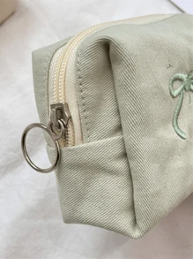 1个纯色蝴蝶结化妆包，防水，可装口红，女士化妆包，迷你化妆盒，女士旅行包，铅笔盒，大容量化妆刷收纳包，旅行洗漱包