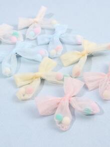 8pcs Hand-Tied Hair Bows For ToddlersPastel Macaron Hair Clip - Tulle & Surprise Pom-Pom Trim For Girls 3-14 ,Soft Elastic Hairpin For Birthday Parties ,Playdates ,Photoprops & Hypoallergenic Sensitive Skin