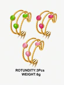 1pc 18K Gold Plated Stainless Steel Vintage Style Geometric Open Ring, Suitable For Women Wearing Daily