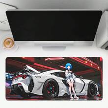 1 pieza Alfombrilla para ratón de estilo anime con un coche deportivo y una chica en un garaje, alfombrilla de juego para ratón de varios tamaños, tapete de escritorio de goma antideslizante para oficina, accesorios de escritorio, alfombrilla de escritorio para teclado para escuela, oficina, hogar, regalo para amigos y familiares