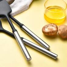 5pcs Stainless Steel Magnetic Handle Silicone Cooking Utensils Set With Hanging Rack, Heatproof & Easy To Clean Kitchen Tools For Cooking, Baking - Silicone Cooking Set With Magnetic Handle 5 Pieces - View 4