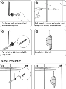 1/2/3/6pcs Random Color Metal L-Shaped Baseball Cap Rack Wall Mounted Hat Organizer Holder - Multicolor - View 8