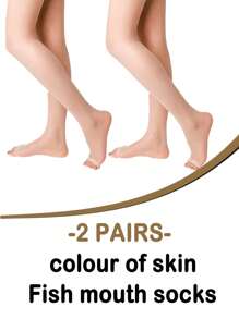 Medias transparente de punta abierta - Beis - Ver 7