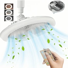 Ventilador de techo con luz LED giratoria para el hogar, boca de rosca E27, luz de ventilador de techo de tres colores para sala de estar, control remoto, luz de ventilador de dormitorio de 30W, puede agregar tabletas de aromaterapia, purificar el aire, enfriar y disipar el calor - Blanco - Ver 2