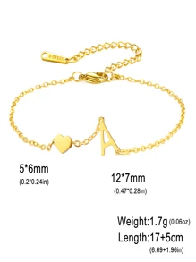 1 件时尚珠宝礼物爱 26 字母不锈钢手链，可作为日常旅行派对佩戴