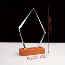 1pc Customizable Engraved Glass Trophy With Laser-Cut Photo, Suitable For Annual Employee And Business Event Souvenirs, Home Decor Art - Wood/Glass, Glass Accessories, Bestseller, Winner Award