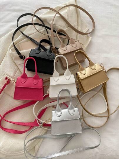 1 pezzo Nuova borsa retrò di colore unito da ragazza, realizzata in materiale PU, con design di apertura e chiusura magnetico, piccola e leggera, semplice e casual, indispensabile per le uscite quotidiane