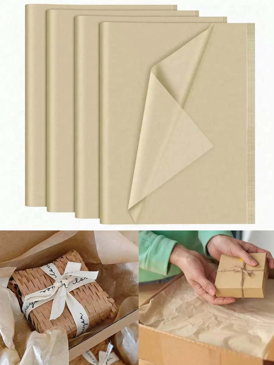 100/50 Sheets 20 Inch X 14 Inch Kraft Paper Thin Paper Bulk, Thin Paper For Valentine's Day Gift Bags, Matte Waterproof Solid Color Gift Wrapping Paper, Kraft Paper Color Gift Wrapping Thin Paper, Birthday, Bridal Shower, Wedding Party Decor, Holiday DIY Crafts (Brown)