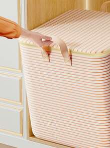 1pc Handmade Random Pattern Foldable Storage Bag For Bedding, Clothes, Toys, Versatile Large Capacity Zipped Organizer Bag With Zipper, Dust-Proof & Moisture-Proof, Space Saving Home & Travel Accessory, Cherry Print