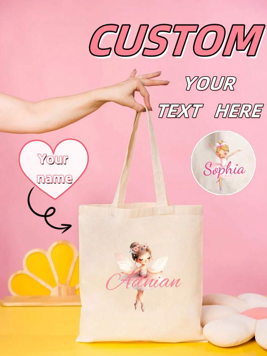 个性化姓名手提包芭蕾舞女演员芭蕾舞礼物日托尿布包定制特殊定制姓名返校包儿童包幼儿园。带有个性化姓名或节日海报的定制斜挎包。可以用独特的名字、字母、幸运数字等进行定制。 - 彩色 - 查看 1