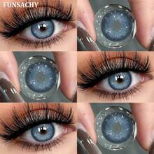 FUNSACHY 1 对韩国蓝色隐形眼镜时尚彩色隐形眼镜灰色瞳孔棕色隐形眼镜年度彩色镜片