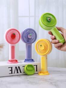 AOYI 1pc 500mAh Rechargeable Lithium Battery Powered Portable Cartoon Fruit Handheld 3-Speed Adjustable Mini Fan With USB Charging Cable - Multicolor - View 1