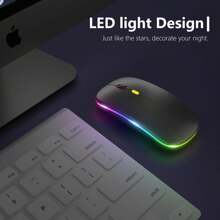 Wireless Bluetooth Mouse, LED Silent Rechargeable Portable, Bluetooth 5.2 And 2.4GHz Portable Mobile Optical Office Mouse, 3 Adjustable DPI Levels, Suitable For Laptop, Notebook, - Multicolor - View 4