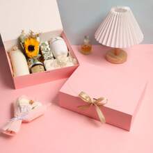 10pcs - White/Black/Pink/Brown Gift Box With Lid, Gift Box With Ribbon For Bridesmaid Proposal Box, Gift Box For Wedding, Birthday Gift, Shower Party And Other Parties, Valentine's Day Gifts, Valentine Day