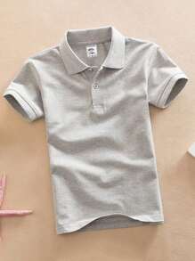 Boy's Polo Shirts Children Kids Golf T Shirt Short Sleeve Casual Top For Daily And Outdoor Wear - Grey - View 1