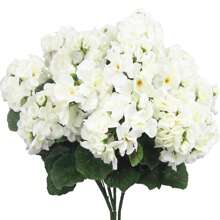 1/2 pièces - 5 branches / 1 bouquet - Fleur artificielle, géranium artificiel en fleur de soie, plante fausse. Décorations pour la maison, le jardin, le porche, l'intérieur et l'extérieur, le cimetière, les couronnes, les mariages et le jardin (couleur : rouge rubis)