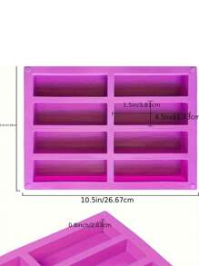 1pc 8-Cavity Purple Rectangle Silicone Soap Mold, Handmade Soap, Cake, Chocolate Baking Mold, For Kitchen, Oven, Microwave, Desserts, Cakes, Chocolates, Ice Making