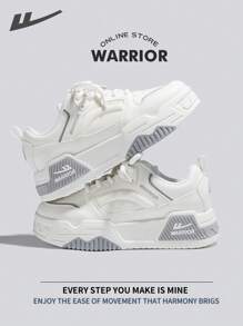 WARRIOR 勇士女鞋春夏轻便舒适透气简约风格休闲时尚运动鞋全年适用耐磨全天穿着训练运动鞋跑步鞋 - 白色 - 查看 4